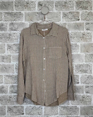 Cabana Living Fauna B 3583 ST Latte Stripe Hørskjorte 